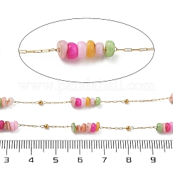 Shell & 304 Stainless Steel Oval Beads Link Chains&nbsp;CHS-K021-09G-03