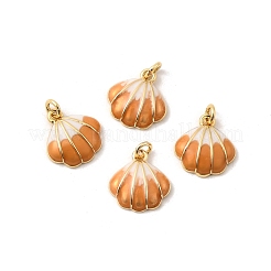 Brass Enamel Shell Shaped Charms&nbsp;KK-H002-35G-RS