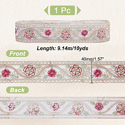 Polyester Flower Embroidery Lace Trim&nbsp;OCOR-WH0090-93