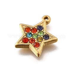 304 Stainless Steel Micro Pave Rhinestone Pendants Charms&nbsp;STAS-K256-28G-01