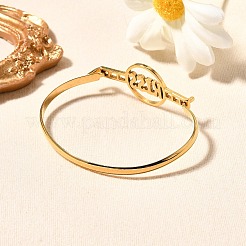 201 Stainless Steel Flat Round Link Bangles for Women&nbsp;LS-BJEW-R014-01G-02