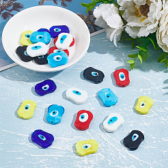 24Pcs 6 Colors Handmade Evil Eye Lampwork Beads&nbsp;LAMP-NB0001-77