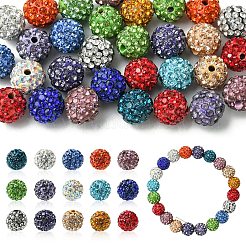 30Pcs Glass Rhinestone Clay Pave Round Beads&nbsp;RB-YW0001-24