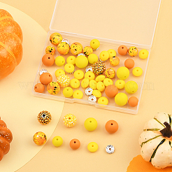 64Pcs Round & Rondelle Food Grade Eco-Friendly Silicone Beads&nbsp;SIL-SP0001-19F
