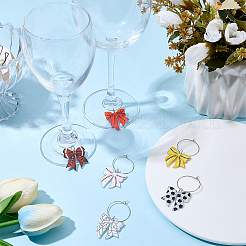 6Pcs 6 Styles Sport Bowknot Acrylic Wine Glass Charms&nbsp;AJEW-BM00002
