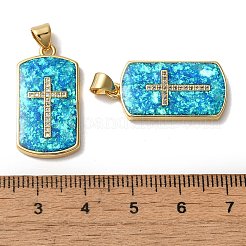 Rack Plating Brass Micro Pave Clear Cubic Zirconia Pendants&nbsp;KK-P268-16G