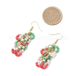 Brass Glass Chip Dangle Earrings&nbsp;EJEW-TA00724