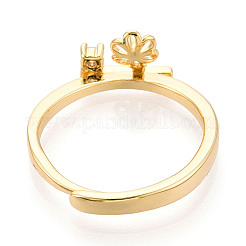 Flower Brass Micro Pave Cubic Zirconia Cup Peg Ring Settings&nbsp;LS-KK-N274-31G