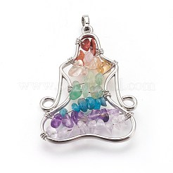 Natural & Synthetic Mixed Gemstone Chakra Pendants&nbsp;X-G-I212-01