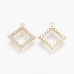 Brass Micro Pave Cubic Zirconia Charms&nbsp;KK-O116-08G