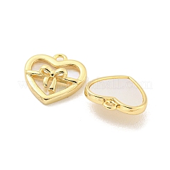 Brass Pave Shell Heart with Bowknot Charms&nbsp;KK-Z044-03G
