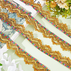 Metallic Polyester Lace Ribbon&nbsp;OCOR-WH0077-66B