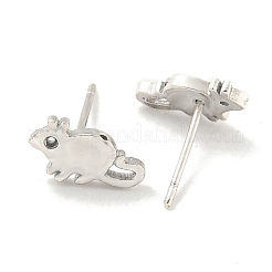 Rack Plated Mouse Brass Cubic Zirconia Studs Earrings for Women&nbsp;EJEW-Z048-04P