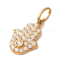 304 Stainless Steel Micro Pave Clear Cubic Zirconia Charms&nbsp;CU-CBA703A-12G