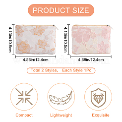 2Pcs 2 Colors Chinese Style Rectangle Cloth Zipper Pouches&nbsp;ABAG-GF0001-22