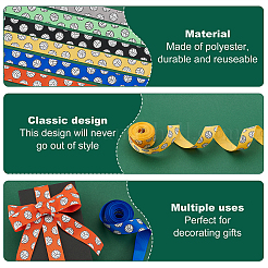 6 Rolls 6 Colors Polyester Volleyball Printed Grosgrain Ribbon&nbsp;OCOR-HY0002-25