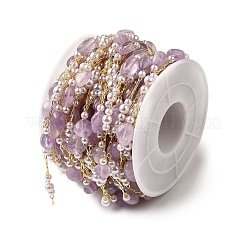 Handmade Natural Amethyst Nuggets Beaded Chains&nbsp;CHC-F020-03G-05