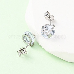 304 Stainless Steel Cubic Zirconia Pendant Necklaces & Stud Earrings for Women&nbsp;SJEW-B022-01P