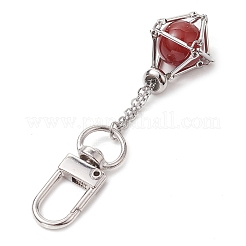 304 Stainless Steel Chain Pouch Natural Gemstone Pendant Decorations&nbsp;HJEW-JM01889-01