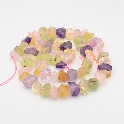 Natural Prehnite & Rose Quartz & Amethyst & Citrine Nuggets Beads Strands&nbsp;G-P082-13