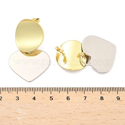 Two Tone Heart Brass Dangle Stud Earrings for Women&nbsp;EJEW-U057-02GP-A