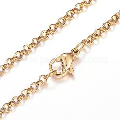 304 Stainless Steel Cable Chain Necklaces&nbsp;NJEW-P170-02G-09
