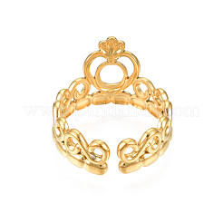 Ion Plating(IP) 304 Stainless Steel Heart Crown Open Cuff Ring for Women&nbsp;RJEW-S405-259G