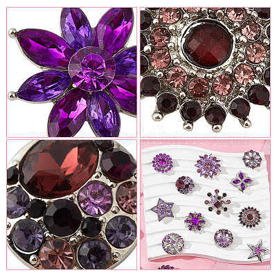 20Pcs Alloy Rhinestone Snap Button&nbsp;BUTT-GO0001-03A-1