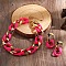 CCB Plastic Oval Link Chain Necklaces & Stud Dangle Earrings Sets, Cerise, 410mm