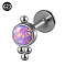 G23 Titanium Threadless Labrets, with Imitation Opal, Stainless Steel Color, Lollipop, 8mm, Pin: 1.2mm