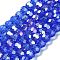 Transparent Glass Beads, 32 Facets, AB Color Plated, Round, Royal Blue, 6x5.5mm, Hole: 1.2mm, about 91pcs/strand, 19.29''(49cm)