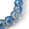 Electorplated Glass Beads, Rainbow Plated, Faceted, Round, Cornflower Blue, 11x8mm, Hole: 1mm