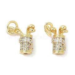 Brass Micro Pave Cubic Zirconia Pendants, Golf Charms, Long-Lasting Plated, Cadmium Free & Lead Free, Rack Plating, Real 18K Gold Plated, 13x9.5x6mm, Hole: 3.3mm