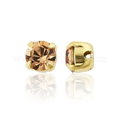 Preciosa&reg MAXIMA Crystal in Sew-On Cup, Czech Crystal, with Brass Prong Settings, 719 35 021 Chaton(Round), Golden, 10330 Lt.Col.Topaz, SS16(3.8~4mm)