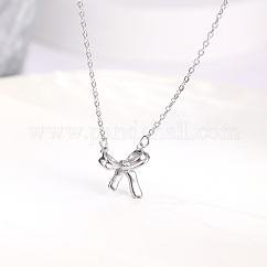 Non-Tarnish 304 Stainless Steel Bowknot Pendant Necklaces for Women, Cable Chains
