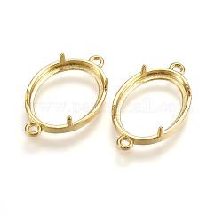 Brass Cabochon Connector Settings, Prong Settings, Rhinestone Claw Settings, Oval, Golden, Tray: 18.5x13.5mm, 26x15.5x2mm, Hole: 1.5mm
