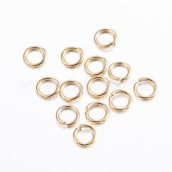 304 Stainless Steel Open Jump Rings, Round, Real 24K Gold Plated, 21 Gauge, 4.5x0.7mm, Inner Diameter: 3.1mm