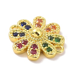 Real 18K Gold Plated Brass Micro Pave Cubic Zirconia Connector Charms&nbsp;KK-L209-050G-01