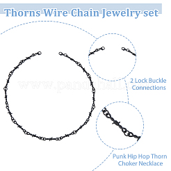 4Pcs 4 Styles Alloy Thornlet Link Chain Bracelets & Necklaces&nbsp;BJEW-FI0001-77