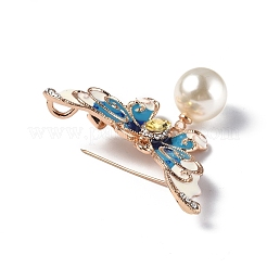 Butterfly with Plastic Imitation Pearl Enamel Pin&nbsp;JEWB-I020-01KCG