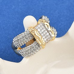 Brass Micro Pave Cubic Zirconia Cuff Rings&nbsp;RJEW-D326-06G