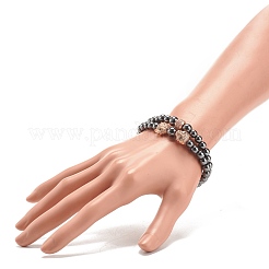 2Pcs 2 Style Synthetic Hematite Stretch Bracelets Sets&nbsp;BJEW-JB08004-04