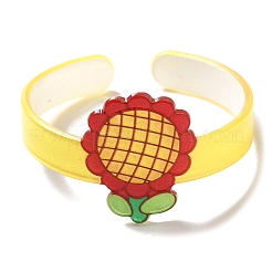 Flower Resin Cuff Bangle for Children&nbsp;LS-BJEW-Q774-01E