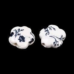 Floral Printed Porcelain Beads&nbsp;X-PORC-Q166-1
