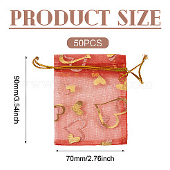 50Pcs Heart Printed Organza Bags&nbsp;OP-TADJ0001-01F