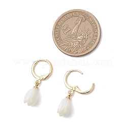 Natural Trochus Shell & Brass Leverback Earrings&nbsp;EJEW-JE06906