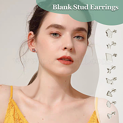 160Pcs 8 Style 304 Stainless Steel Stud Earring Settings&nbsp;STAS-DC0014-79