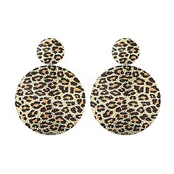 Leopard Print Alloy Dangle Stud Earrings&nbsp;EJEW-K304-01C-G