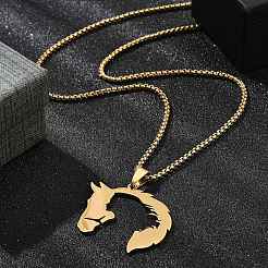 201 Stainless Steel Pendant Necklaces for Women&nbsp;NJEW-U021-07G