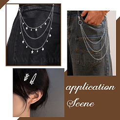 5Pcs 5 Styles Punk Alloy Waist Chains & Iron Iron Curb Link Trouser Chains Sets&nbsp;SJEW-AR0001-03
